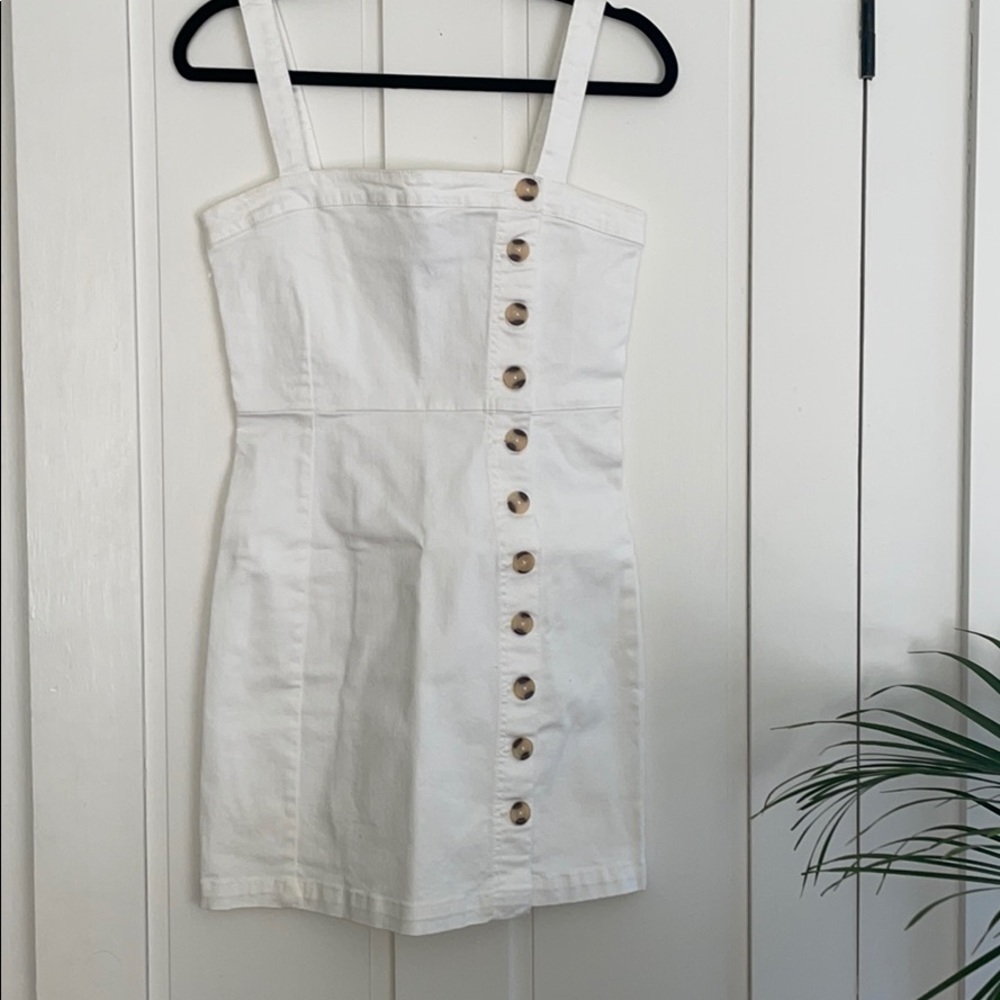 Forever 21 White Denim Button front dress